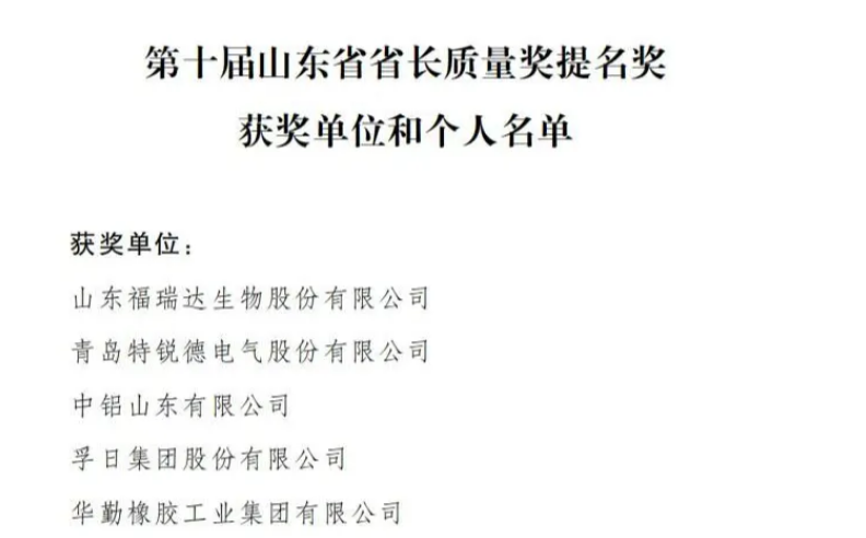 孚日荣膺第十届山东省省长质量奖提名奖:以品质铸就